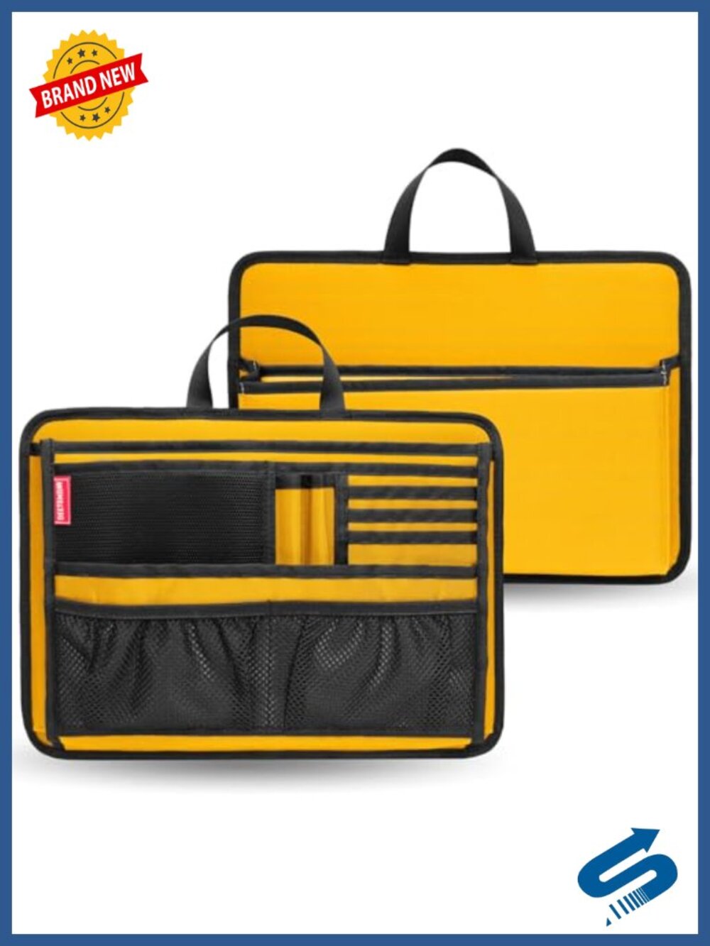 Rugged Nylon Briefcase Organizer Insert 13 Pockets Padded Tote